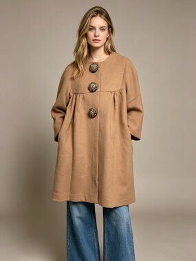 Manoush Wool Blend coat Camel Overcoat Size 36